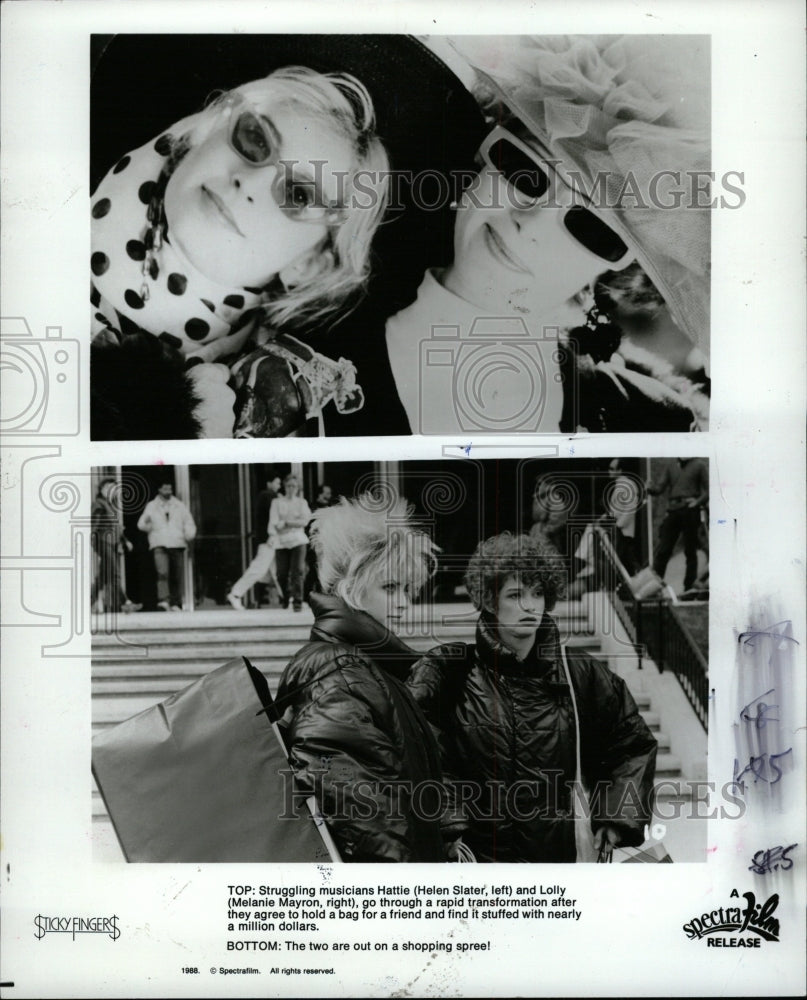 1988 Press Photo Helen Slater Melanie Mayron Lolly Bag - RRW12279 - Historic Images