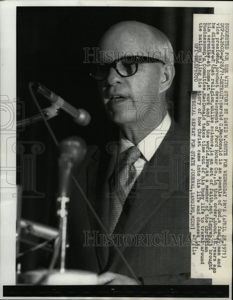 1971 Press Photo Detroit Harold MacDonald Businessman - RRW13005 - Historic Images