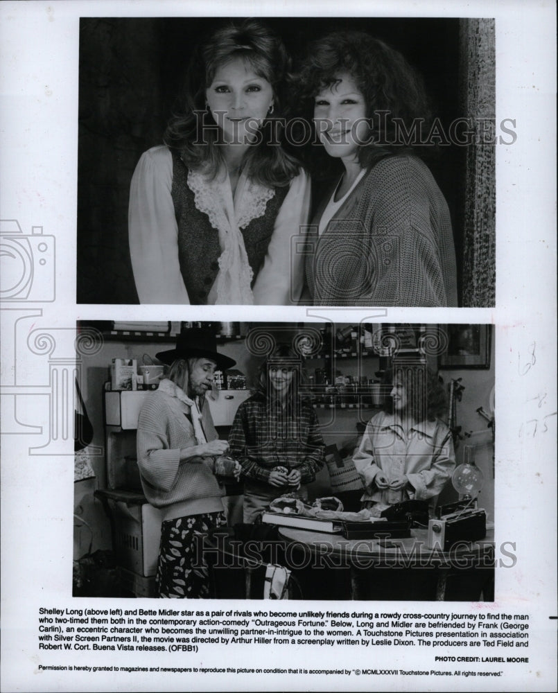 1987 Press Photo Actresses Shelley Long &amp; Bette Midler - RRW13661 - Historic Images