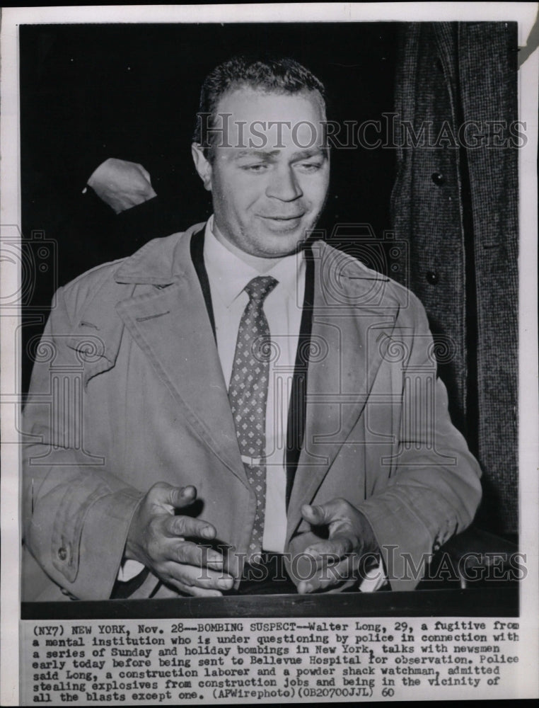 1960 Press Photo Walter Long Bombing suspect police NY - RRW13687 - Historic Images