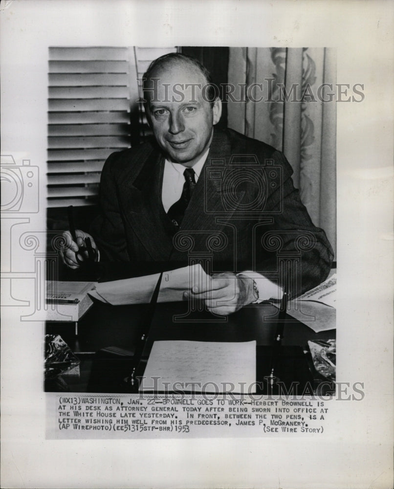 1953 Press Photo Herbert Brownell White House James - RRW14093 - Historic Images