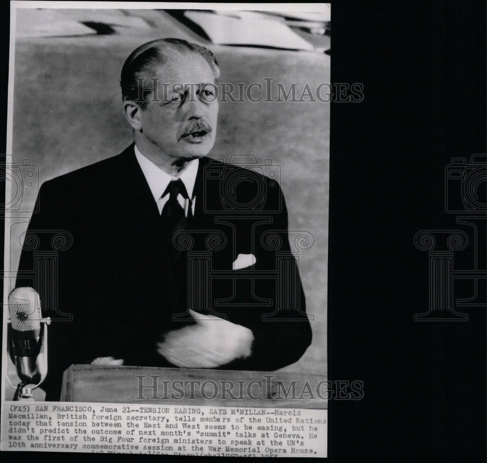 1955 Press Photo Harold Macmillan United Nations West - RRW14581 - Historic Images