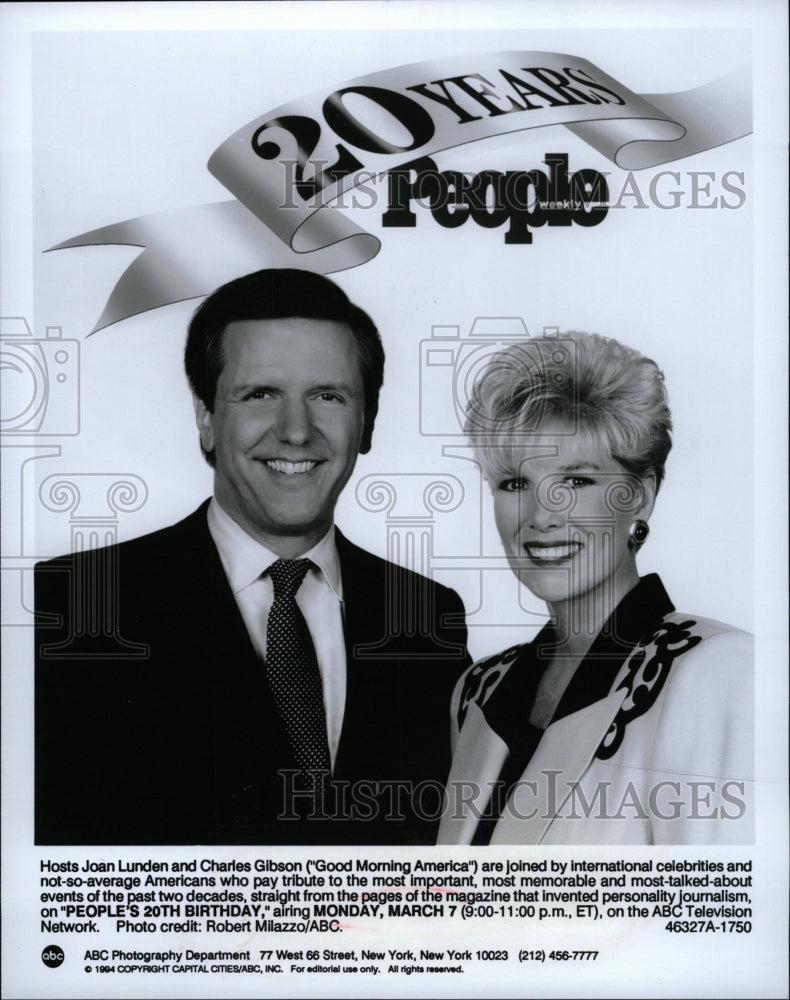 1994 Press Photo Hosts Joan Lunden Charles Gibson star - RRW16535 - Historic Images