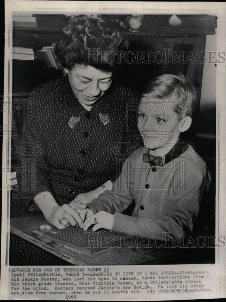 1960 Press Photo Jackie Foster Blind Child Learning - RRW16685 - Historic Images