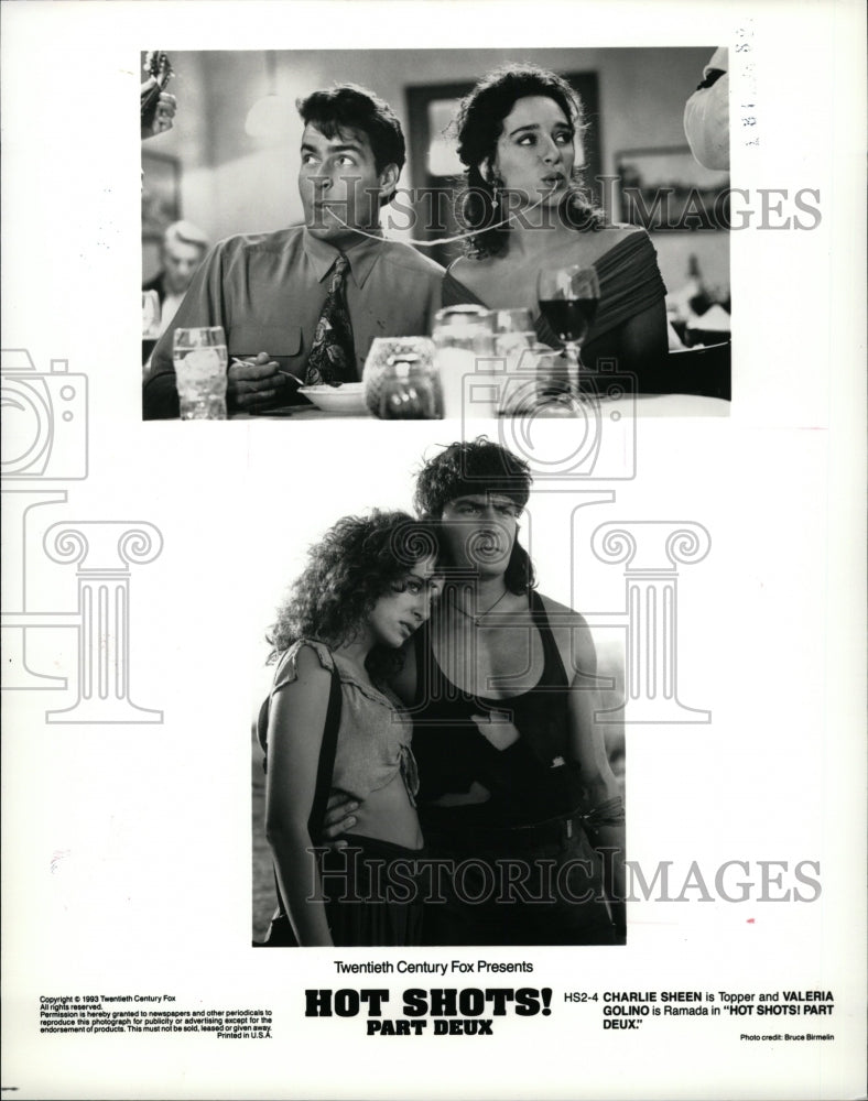 1993 Press Photo Valeria Golino Charlie Sheen - RRW16793 - Historic Images