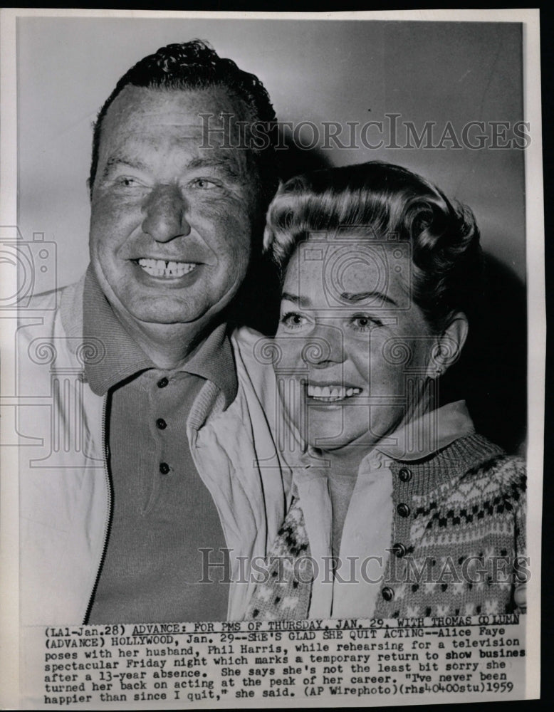 1959 Press Photo Alice Faye Phil Harris spectacular - RRW16993 - Historic Images