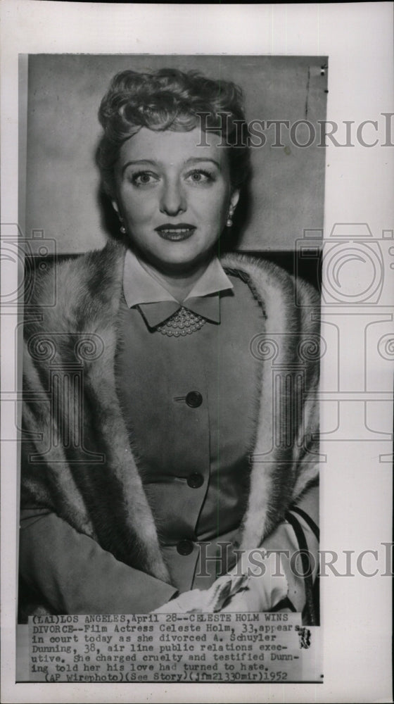 1952 Press Photo Celeste Holm Schuyler Dunning Court - RRW17421 - Historic Images