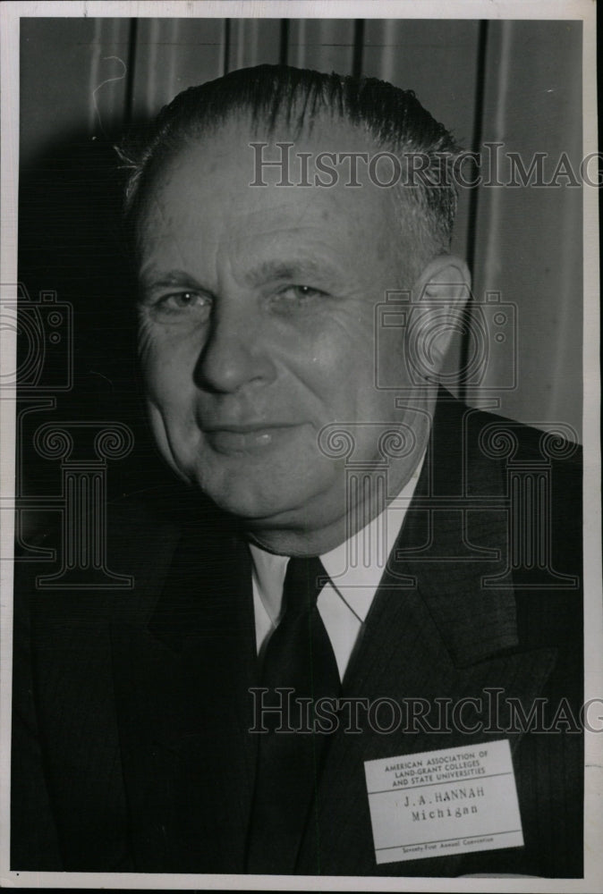 1957 Press Photo John A Hannah Michigan State President - RRW17641 - Historic Images