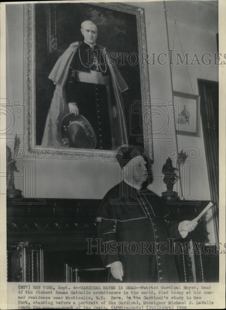 1938 Press Photo Monsignor LaValle Cardinal Hayes - RRW17823 - Historic Images