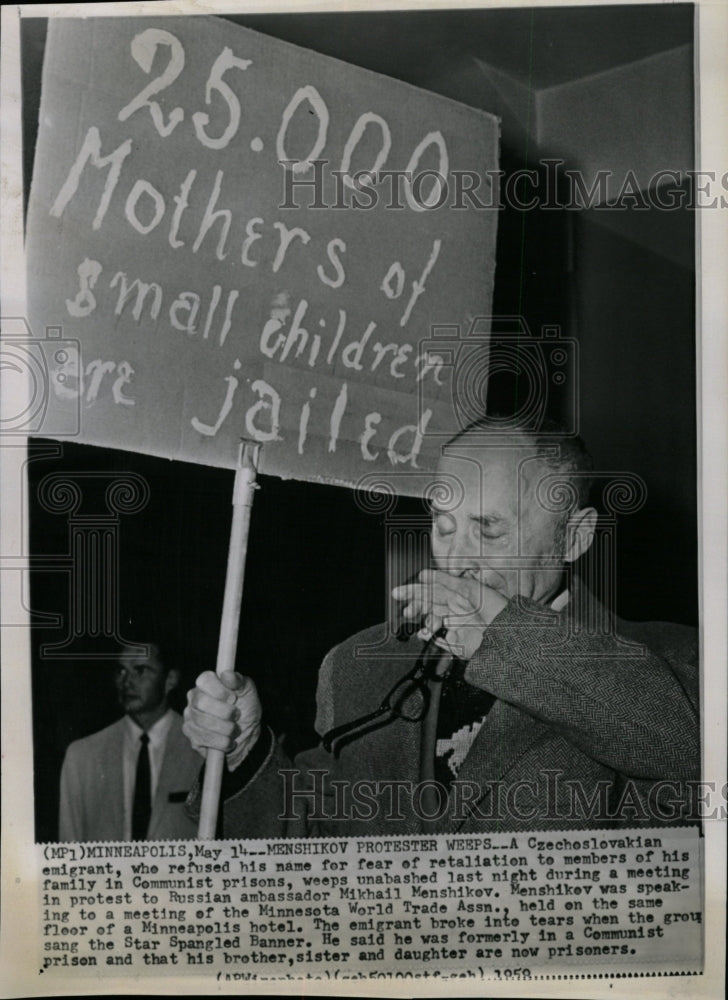 1958 Press Photo Czech Immigrant Protest Menshikov - RRW17965 - Historic Images