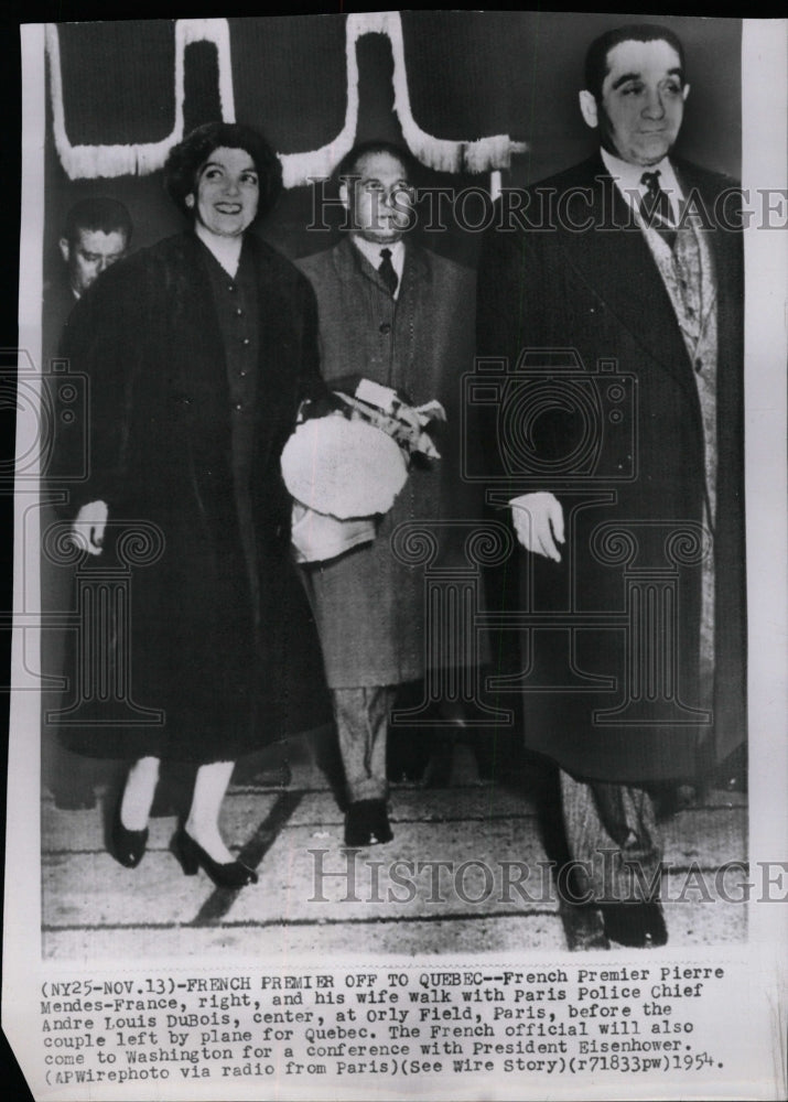 1954 Press Photo French Premier Pierre Mendes &amp; Wife - RRW17989 - Historic Images