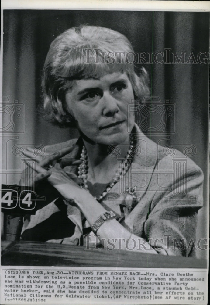 1964 Press Photo Clare Boothe Luce - RRW18053 - Historic Images