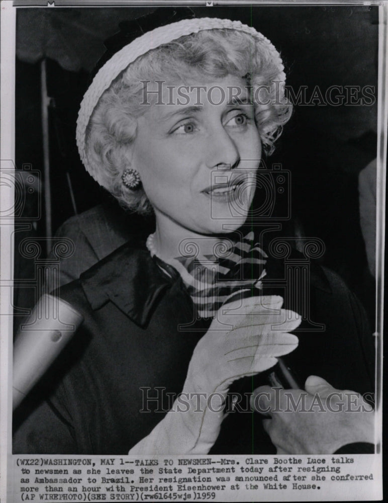 1959 Press Photo Clare Boothe Luce Congresswoman - RRW18059 - Historic Images