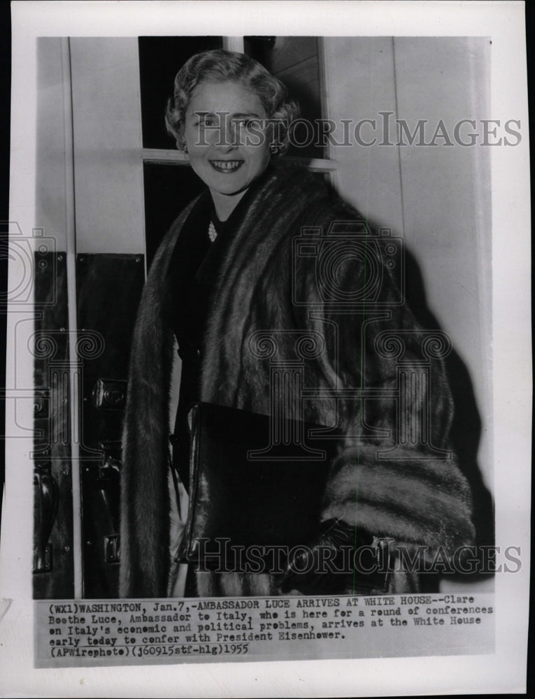 1955 Press Photo Clare Boothe Luce Ambassador Italy - RRW18069 - Historic Images