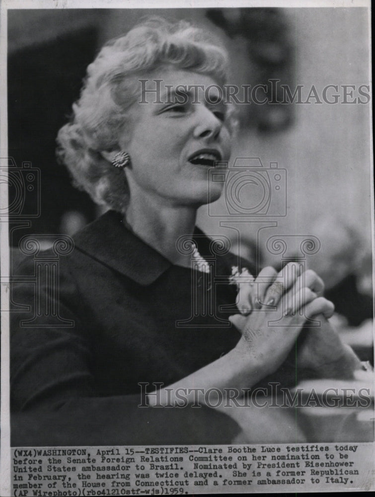 1959 Press Photo Clare Boothe Luce Ambassador Brazil - RRW18079 - Historic Images