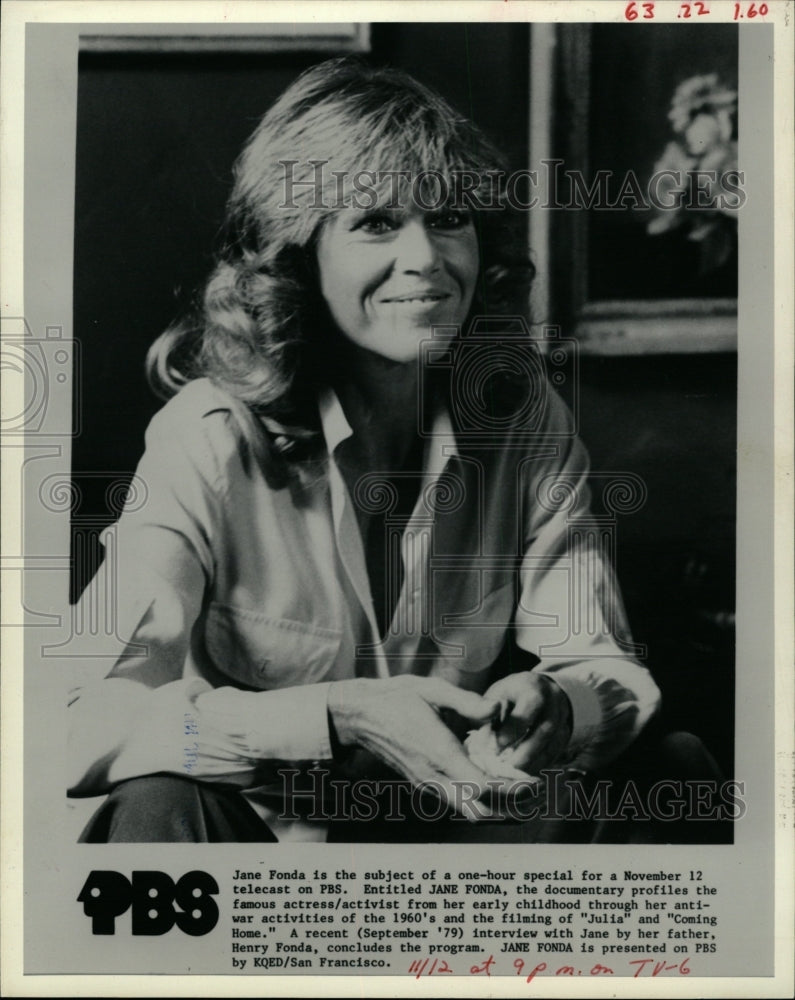 1983 Press Photo PBS Documentary Jane Fonda Promo - RRW18585 - Historic Images