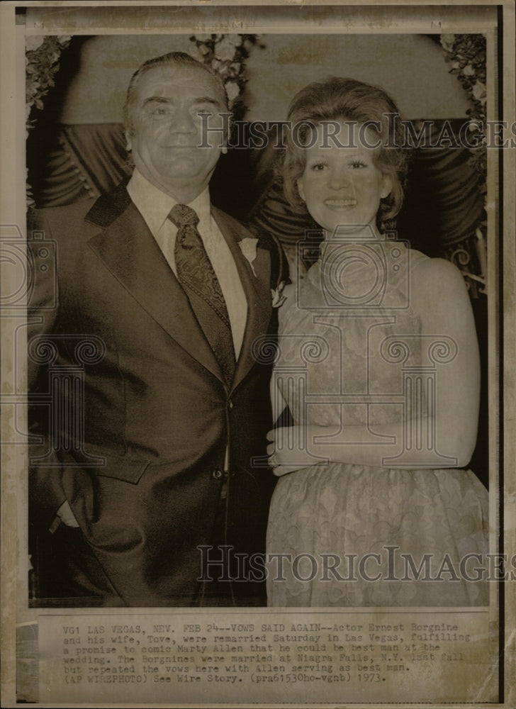 1973 Press Photo Actor Ernest Borgnine And Wife - RRW18715 - Historic Images