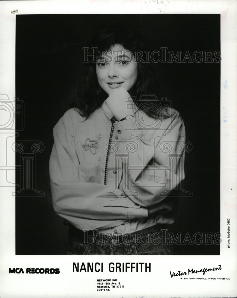 1987 Press Photo Grammy winner, singer Nanci Griffith - RRW18821 - Historic Images