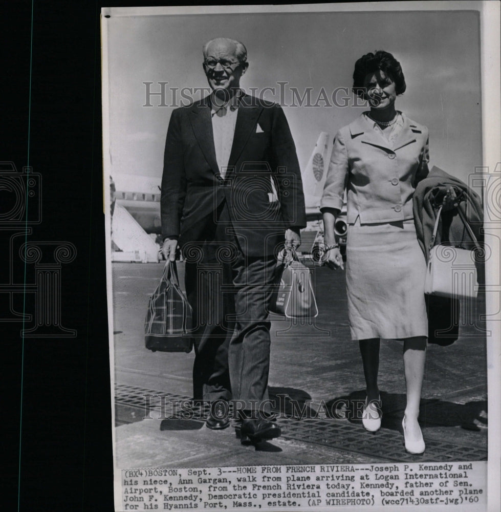 1960 Press Photo Joseph Kennedy Ann Gargan LoganAirport - RRW18921 - Historic Images