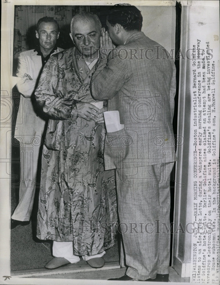 1958 Press Photo Bernard Goldfine &amp; Son Maxwell Talk - RRW19561 - Historic Images