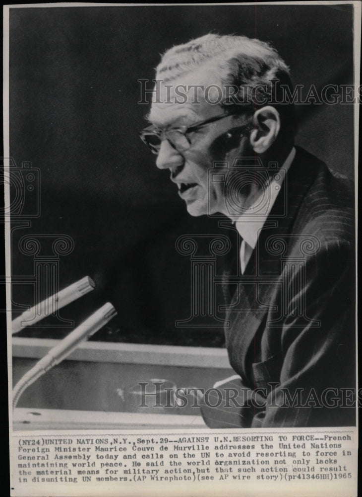 1965 Press Photo Maurice Couve de Murville French UN - RRW19841 - Historic Images