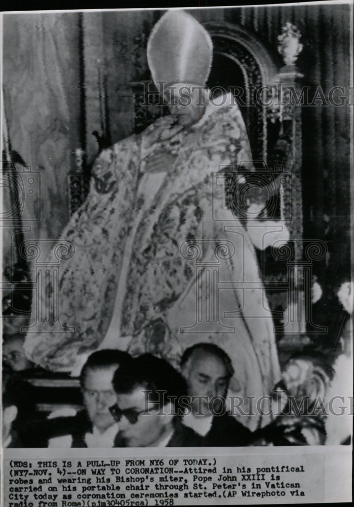 1958 Press Photo Pope John XXIII Catholic Vatican Rome - RRW19887 - Historic Images