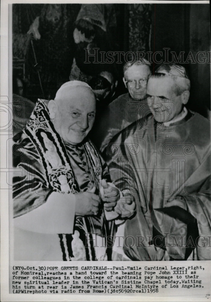 1958 Press Photo Pope John XXIII Cardinals - RRW19901 - Historic Images