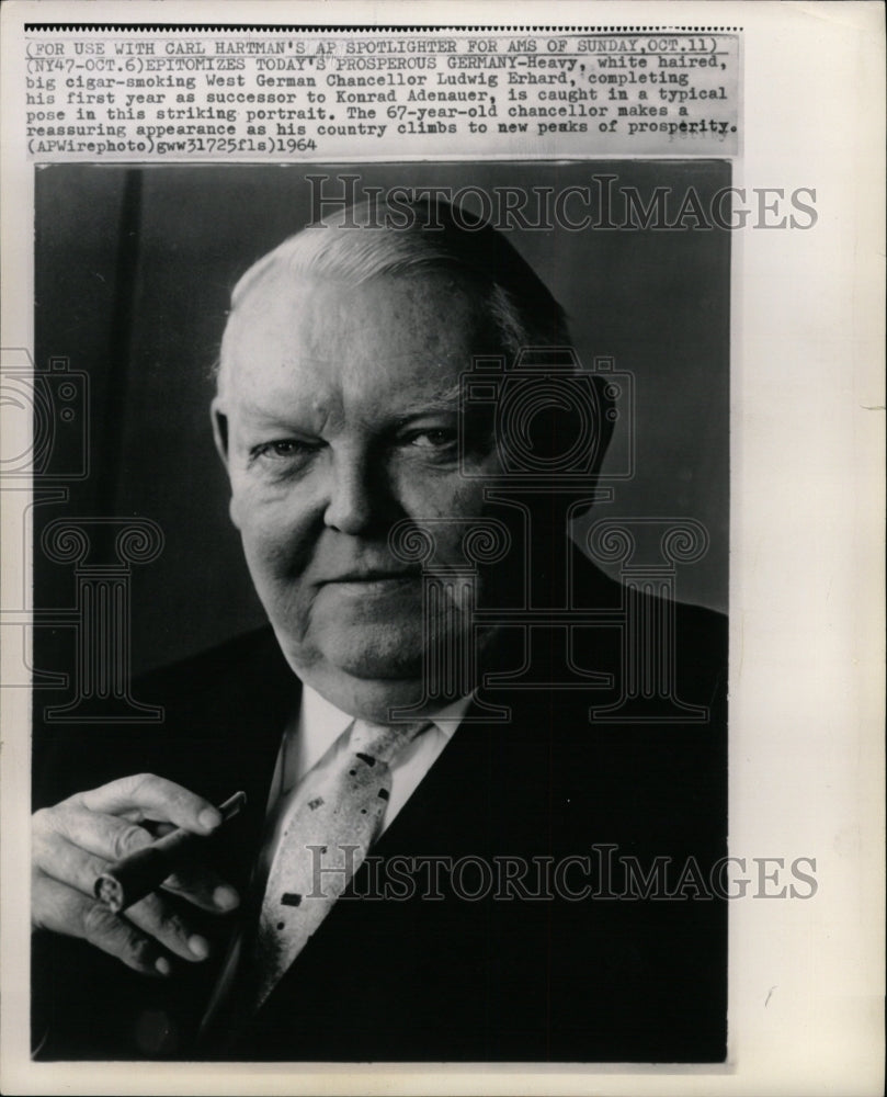 1964 Press Photo West German Chancellor Ludwig Erhard - RRW21287 - Historic Images