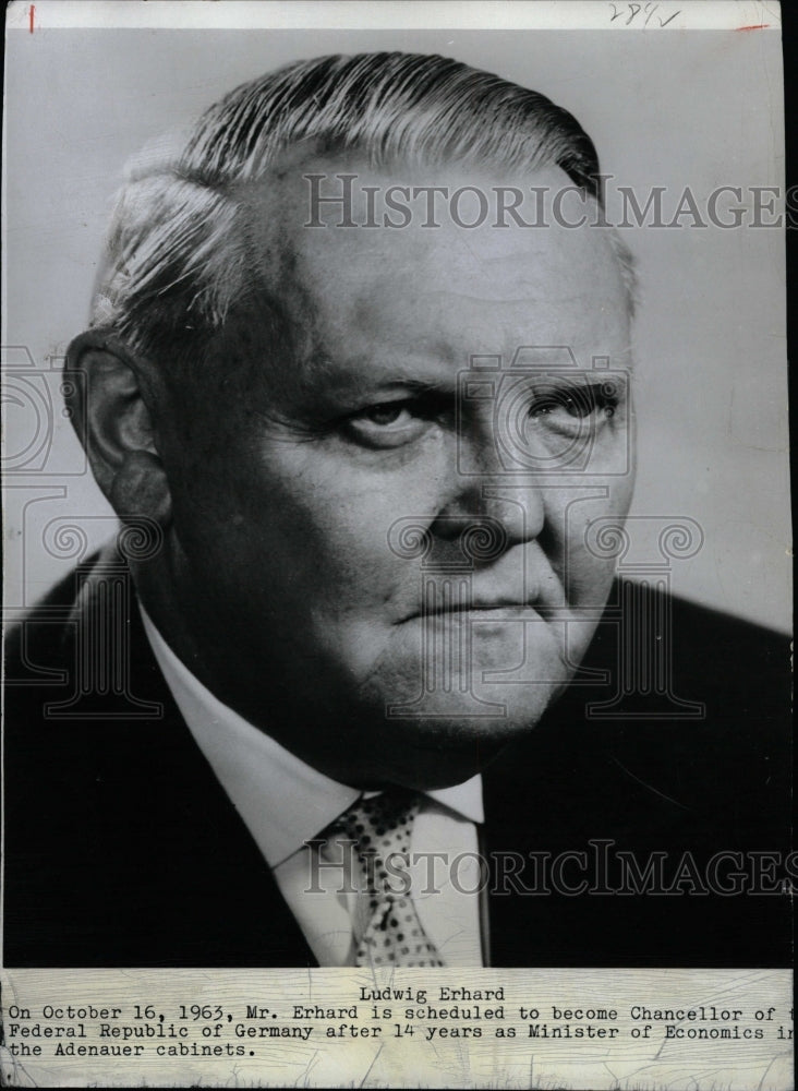 1963 Press Photo Erhard Ludwig Chancellor Republic - RRW21303 - Historic Images