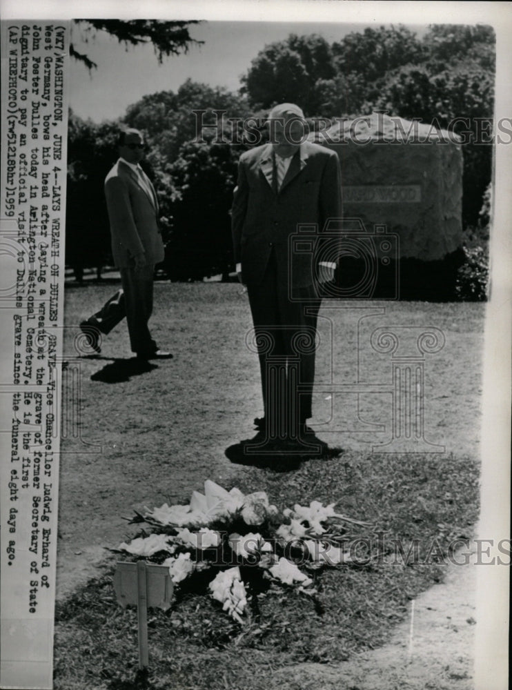 1959 Press Photo Ludwig Erhard Vice Chancellor dULLES - RRW21309 - Historic Images