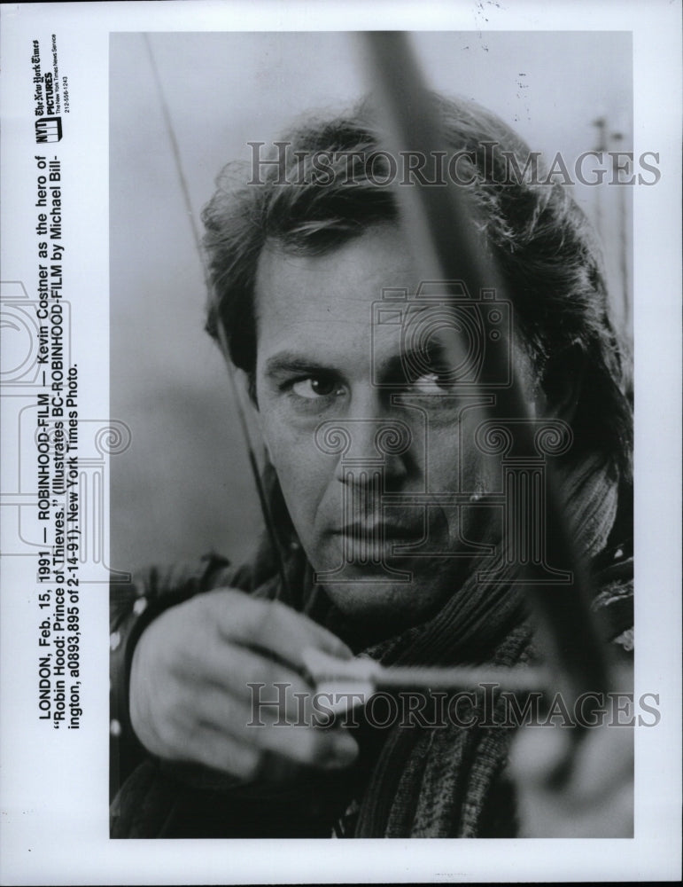 1991 Press Photo Kevin Costner Actor Robin Hood - RRW21825 - Historic Images