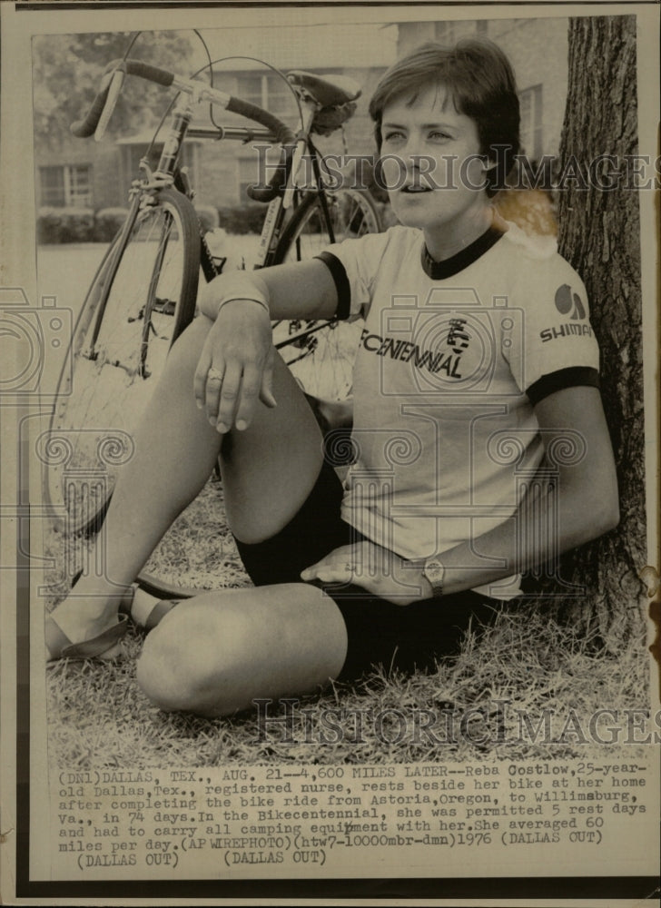 1976 Press Photo Reba Costlow bike ride nurse home rest - RRW22567 - Historic Images