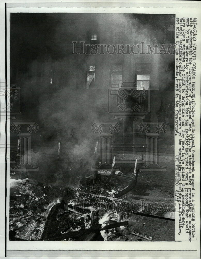 1970 Press Photo Maryland University College Fire - RRW24123 - Historic Images