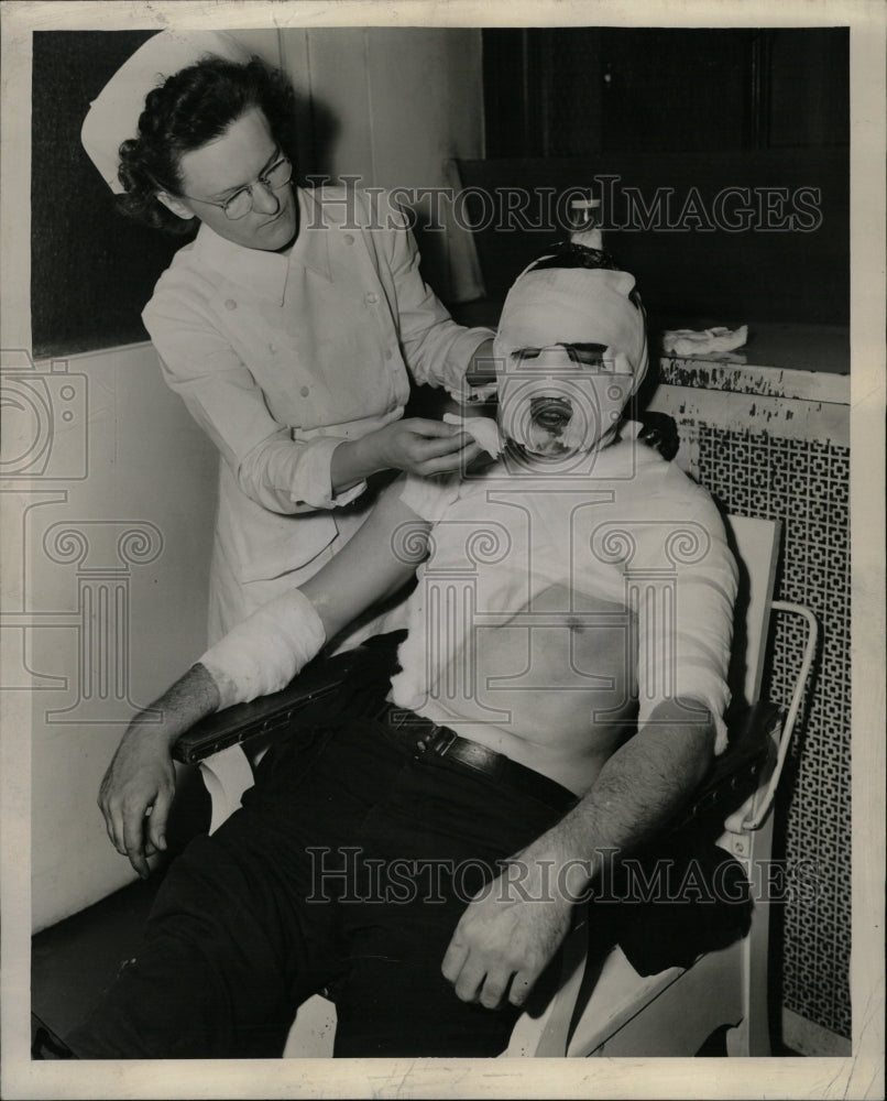 1945 Press Photo John Cary fire accident hospital join - RRW24149 - Historic Images