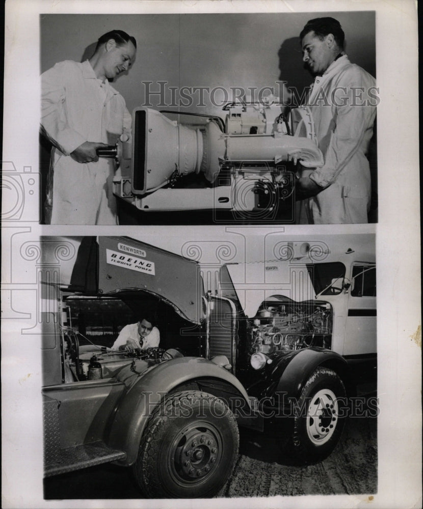 1952 Press Photo Cutway model Boeing airplane engine - RRW24263 - Historic Images