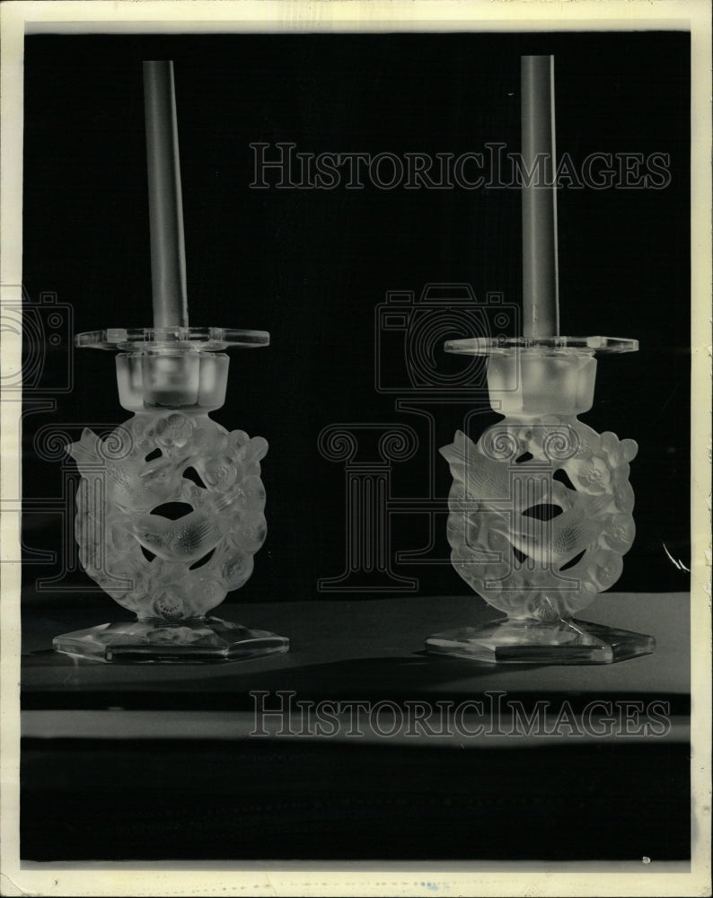 1966 Press Photo Crystal Lalique Candlestick Flowers - RRW24387 - Historic Images