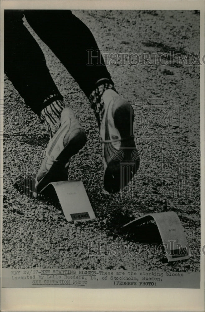1967 Press Photo Track Starting Blocks - Historic Images