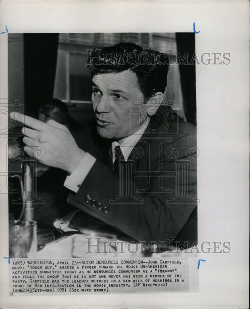 1951 Press Photo John Garfield Tough Guy Actor - RRW25001 - Historic Images