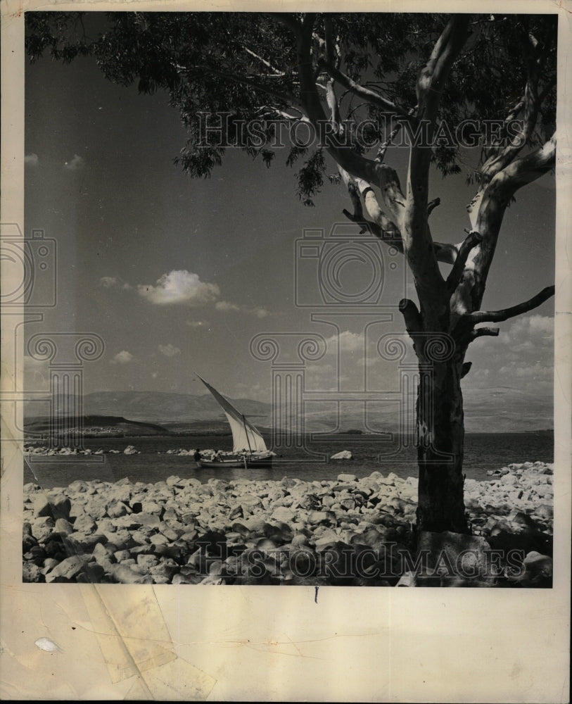 1960 Press Photo Fishing Boats Set Nets Sea Of Galilee - RRW25335 - Historic Images