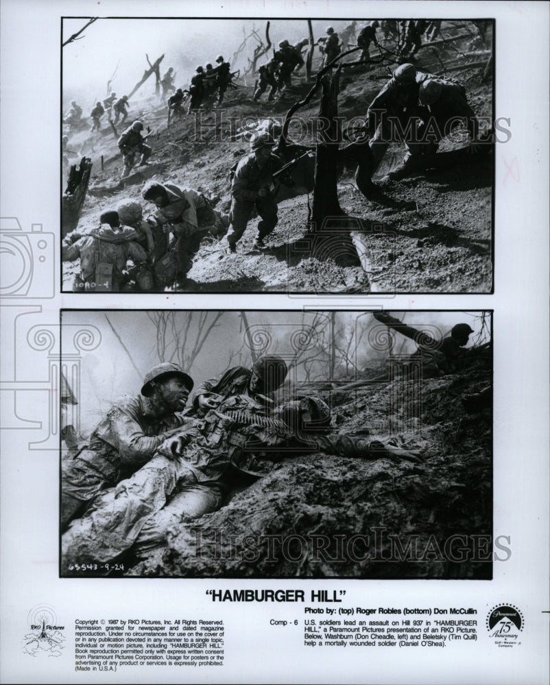 1987 Press Photo Don Cheadle Tim Quill Hamburger Hill - RRW25617 - Historic Images