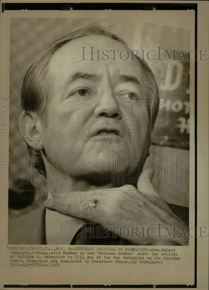 1971 Press Photo Senator Hubert Humphrey - RRW25825 - Historic Images