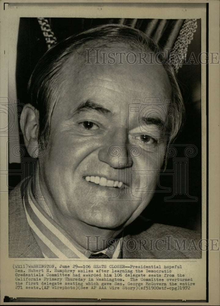 1972 Press Photo Presidential Hopeful Hubert Humphrey - RRW25841 - Historic Images