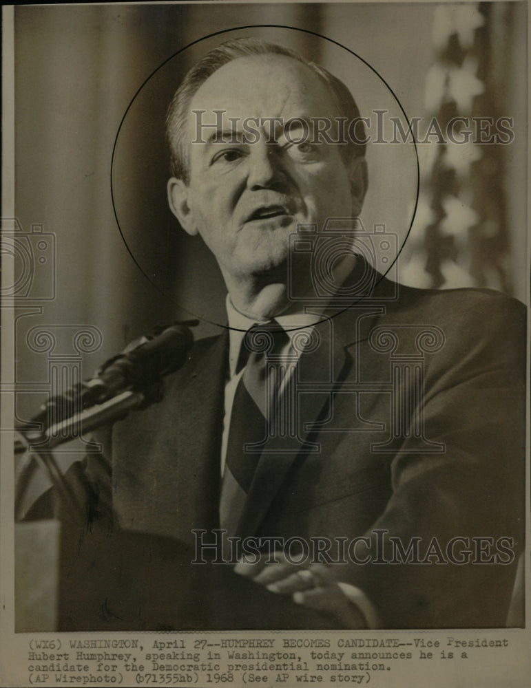 1968 Press Photo Hubert Humphrey - RRW25957 - Historic Images