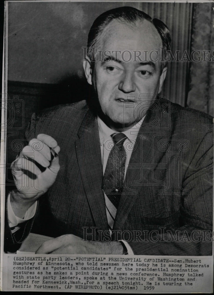 1959 Press Photo Senator Humphrey Candidate President - RRW26101 - Historic Images