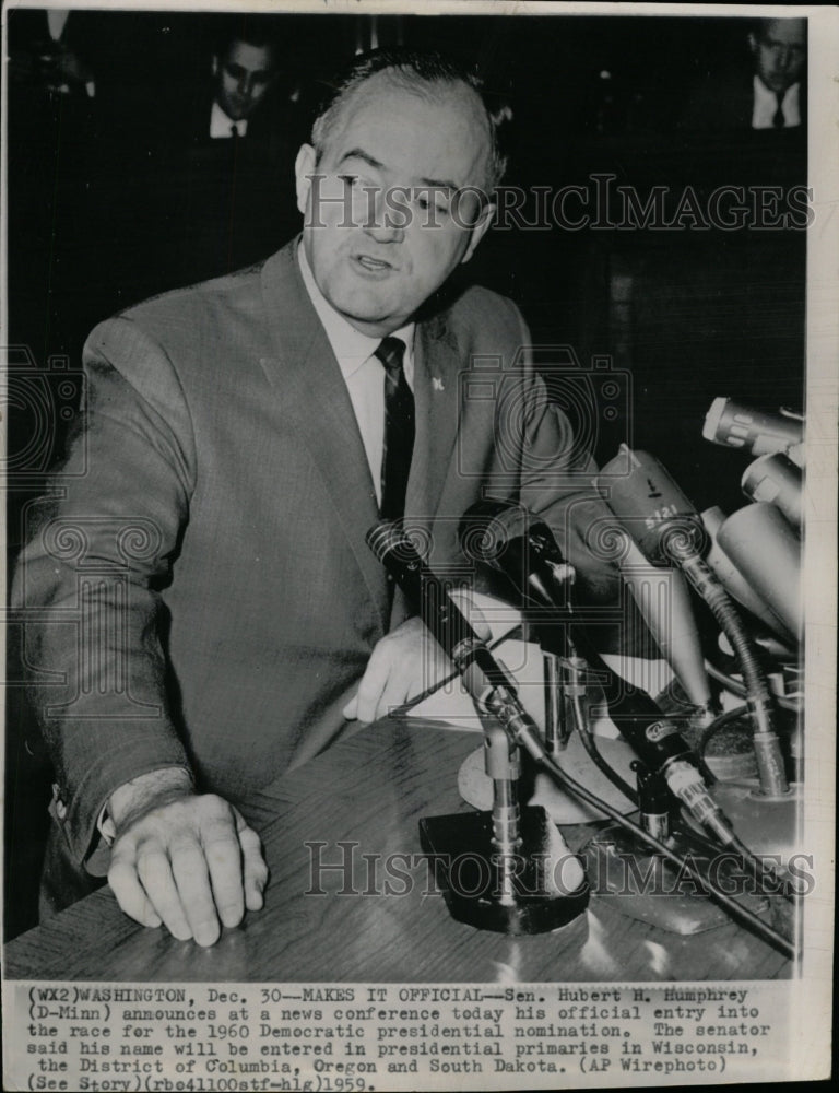 1959 Press Photo Senator Humphery Presidential Campaign - RRW26107 - Historic Images