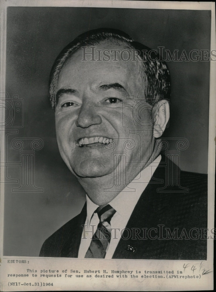 1964 Press Photo Senator Hubert H. Humphrey (D-Minn) - RRW26113 - Historic Images