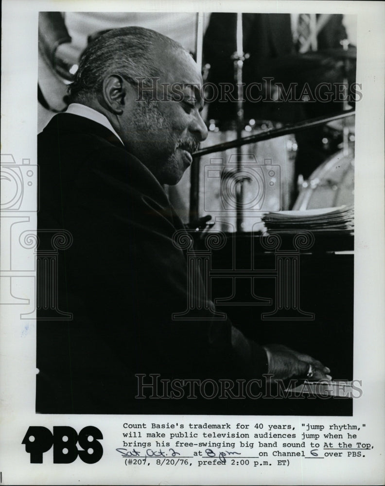 1976 Press Photo Jazz Pianist Count Basie PBS At Top - RRW26169 - Historic Images