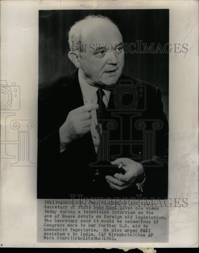 1962 Press Photo Secretary Of State Dean Rusk - RRW26243 - Historic Images