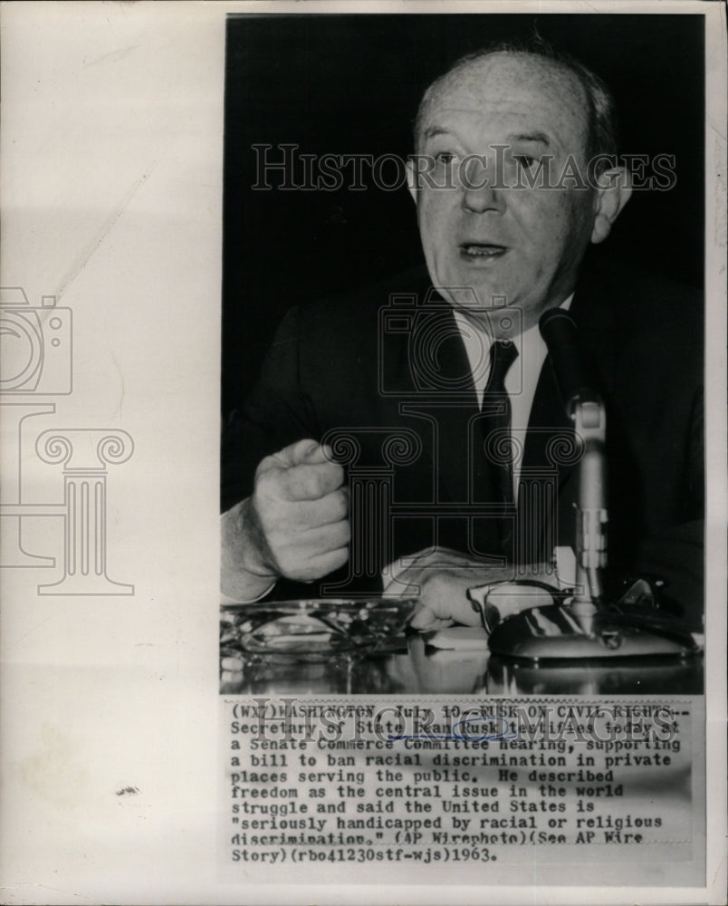 1963 Press Photo Secretary State Dean Rusk Testifies - RRW26245 ...