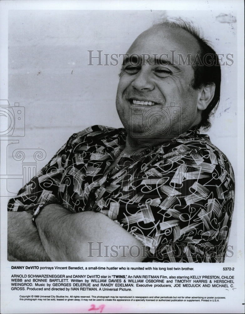 1988 Press Photo Actor Danny DeVito Twins Movie - RRW26719 - Historic Images